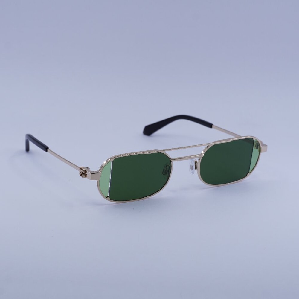 Off-White Off-White OERI14H LYNN 7650 Sunglasses Gold Oval Frame, Green Lenses